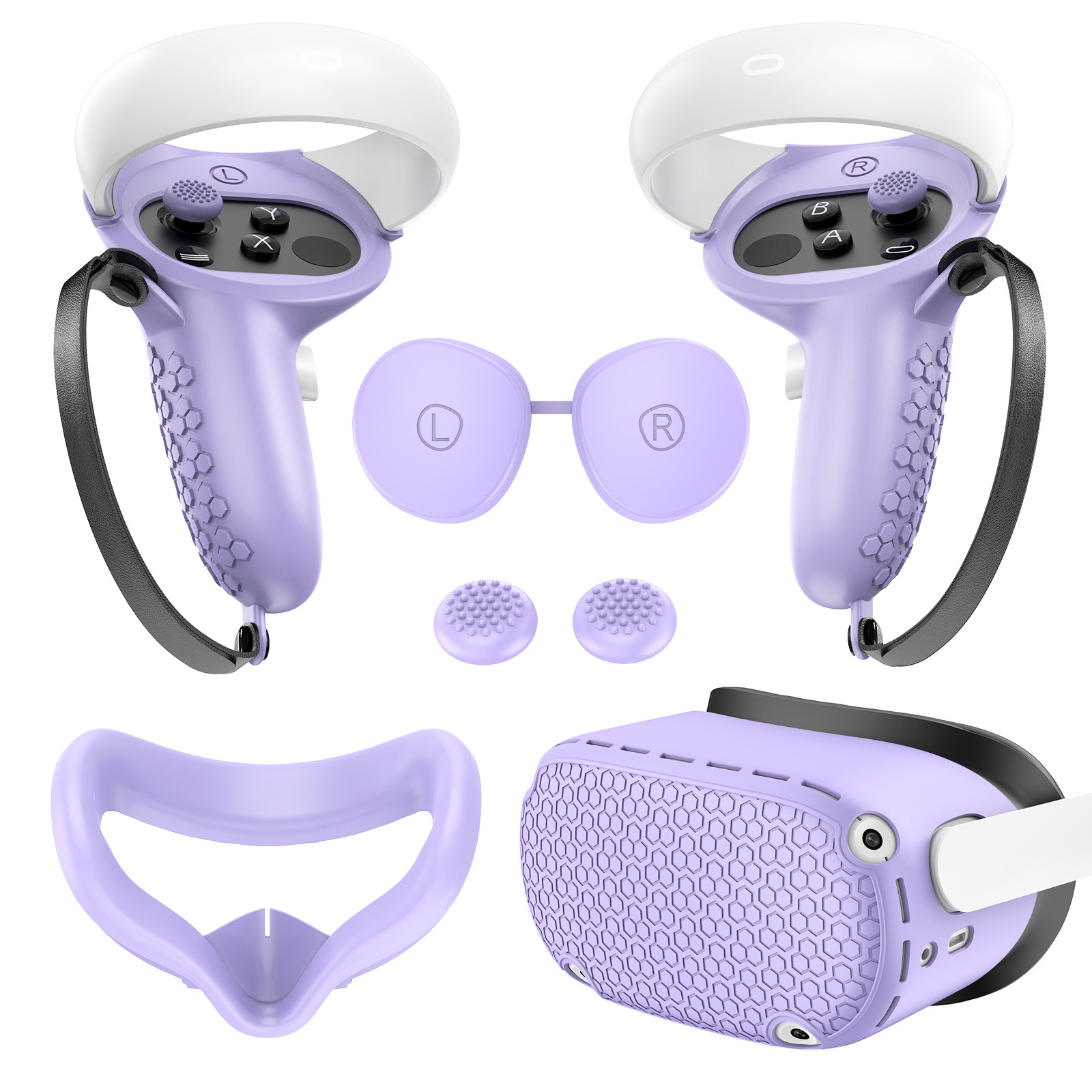 Adecuado para funda protectora de silicona Meta/OculusQuest2, juego de 5 piezas, accesorios VR portátiles y ligeros