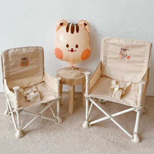 ins Korean embroidery bear rabbit squirrel children multifunctional folding dining chair baby beach chair camping chair