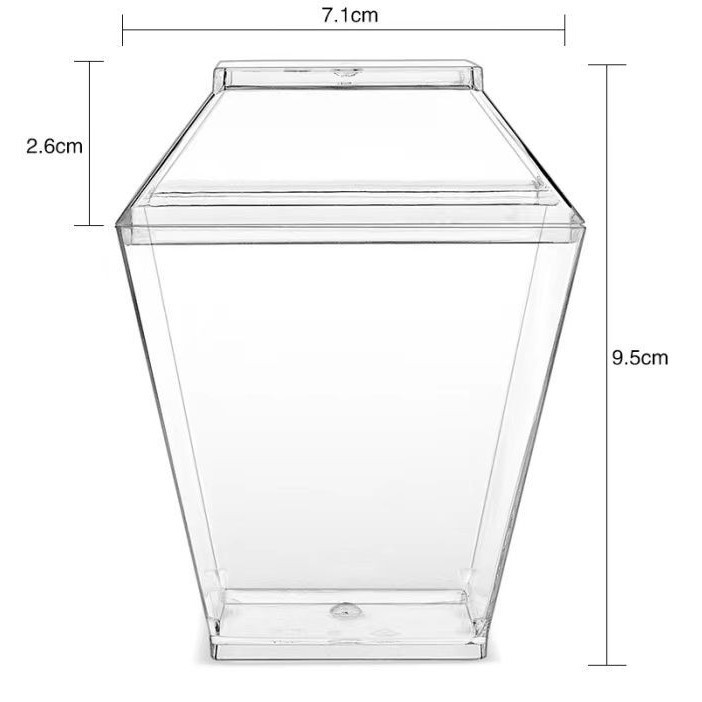 Taza cuadrada puntual Taza redonda Una variedad de tazas de postre Taza de pudín Taza de mousse Plato Cuchara de plástico desechable Amazon