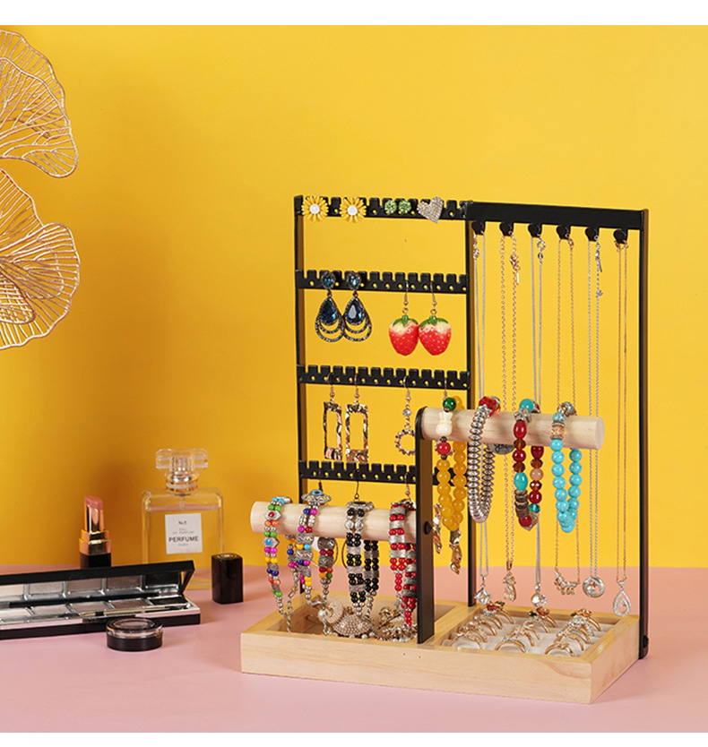 510g Weight Jewelry Display, Jewelry Rack Classification 1 Piece Quantity solid wood, Iron Material Geometric Pattern Fashion Style Fashion Geometric Solid Wood Iron Jewelry Display Jewelry Rack