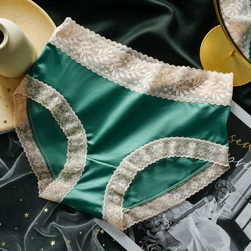 Silk pants, trousers, waist belt, breathable comfortable sexy quick dry lace underwear for hips shape correction, mid rise