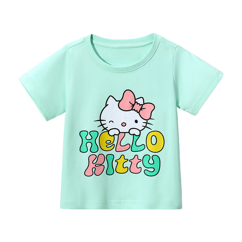 JOJO BEBE ropa para niños europeos y americanos verano nueva marca ropa para niños Camiseta cuello redondo algodón manga corta Camiseta de niña de dibujos animados
