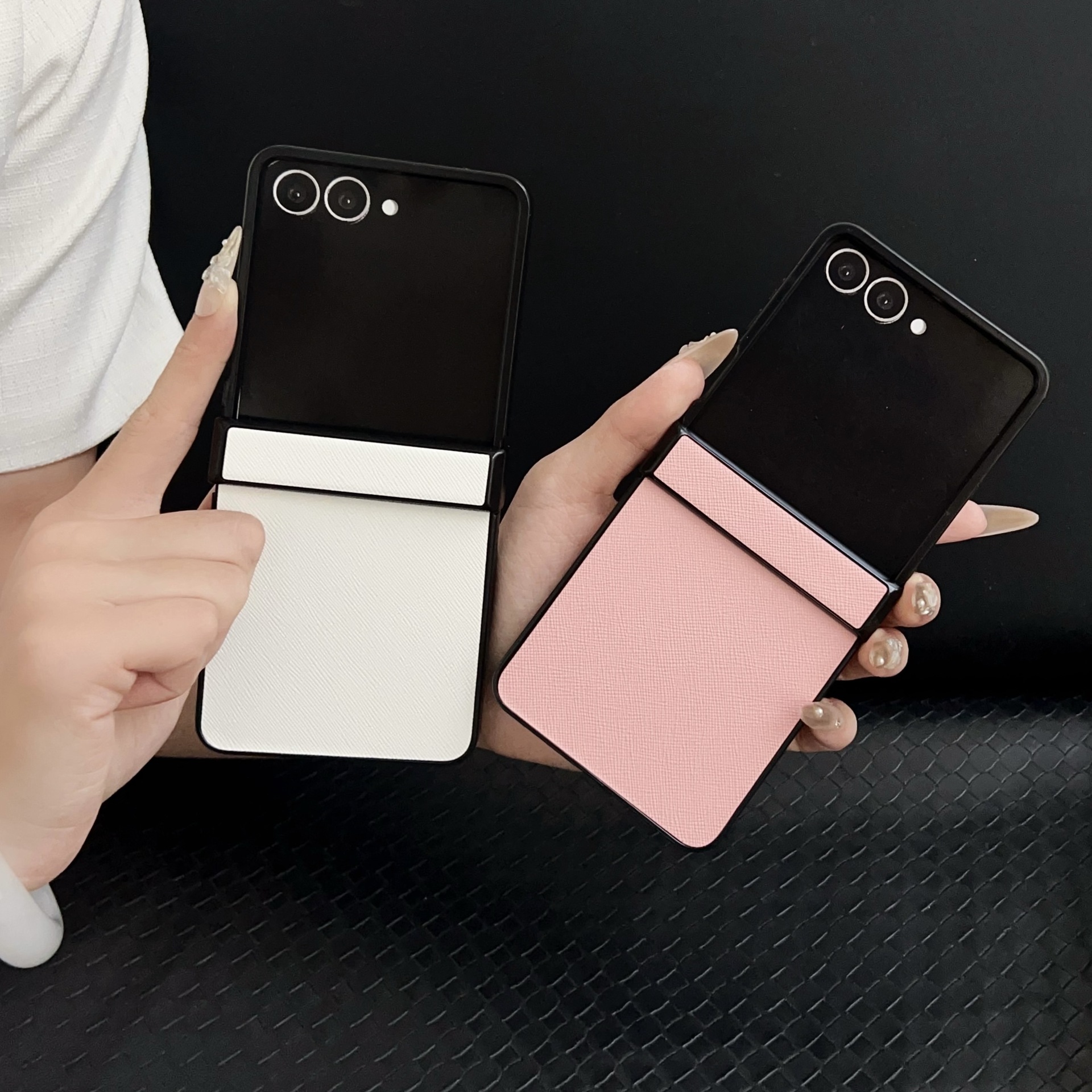 Cross-pattern Suitable For Samsung ZFlip7, ZFLIP 40% Off Foldable Screen Case, ZFlip5 Solid Color Protective Case_voghion.com
