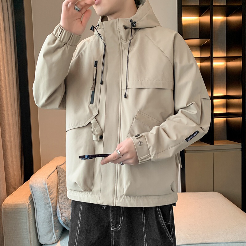 2025新款冲锋衣外套男秋季防风潮牌青少年高街连帽情侣夹克上衣服|undefined