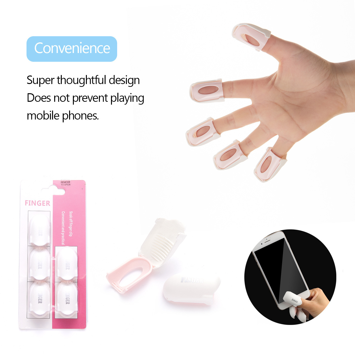 Nail removal clip, nail removal set, new nail removal tool with a clip that allows for touchscreen use, five-piece nail removal tool set, white