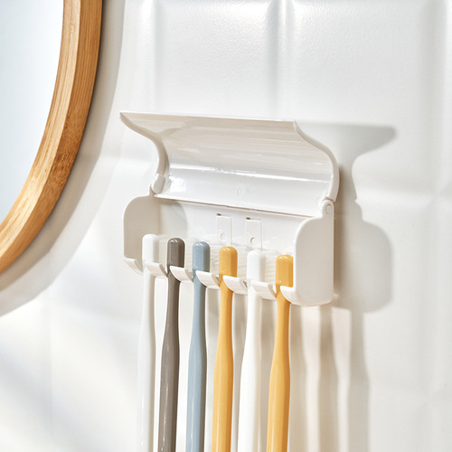 KM wash toothbrush storage box adhesive toothbrush holder simple toothbrush storage rack bathroom bathroom storage rack
