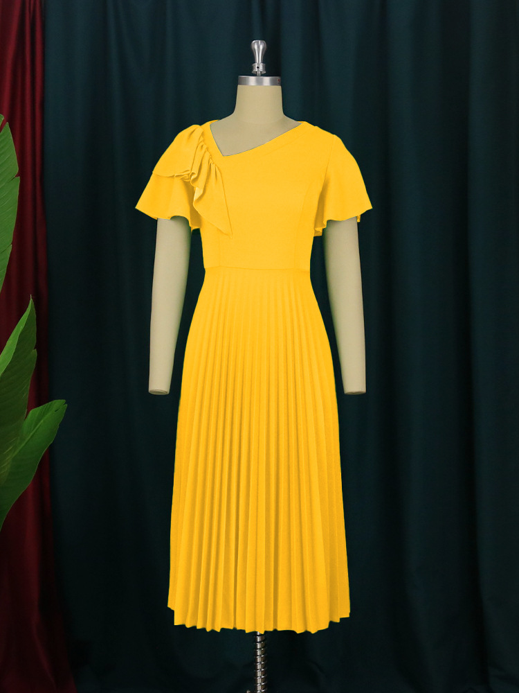 Ženska oblačila, nabrano krilo z odprtimi rameni, vsestransko, plus size_voghion.com