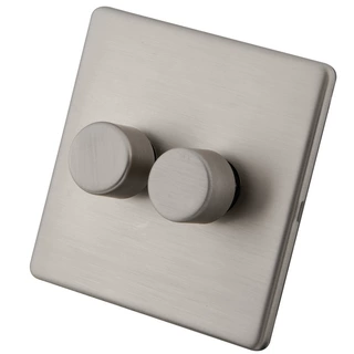 英国无螺钉调光开关 2 GANG 150W LED DIMMER SWITCH SCREWLESS