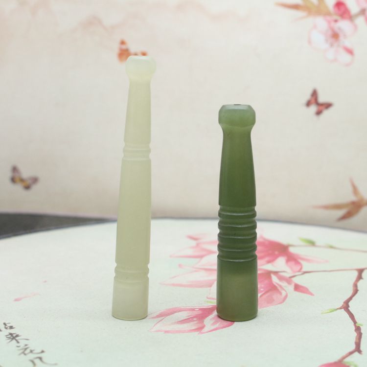 天然和田玉玉石青白色香烟烟嘴批发循环型烟具烟袋可清洗男士礼品|ru