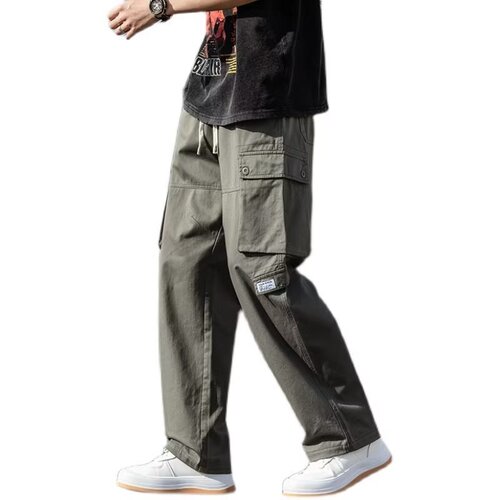 Cross-border Japanese military green work pants for men, multi-pocket functional casual pants for men, straight-leg loose wide-leg pants