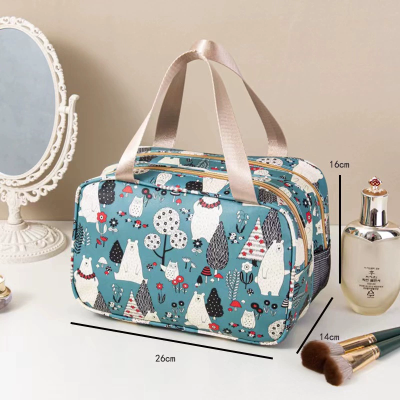 Cosmetic bag, handheld capacious shoulder bag, organizer bag wet and dry separation for traveling