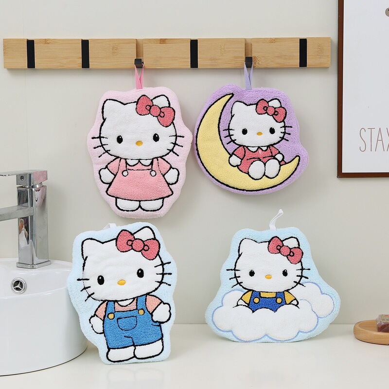 New Kt Cat Cartoon Hand Towel, Hangable, Thickened, Lint-Free, Absorbent, Soft Coral Fleece Hand Towel, Wholesale New Kt Cat Cartoon Hand Towel, Hangable, Thickened, Lint-Free, Absorbent, Soft Coral Fleece Hand Towel, Wholesale