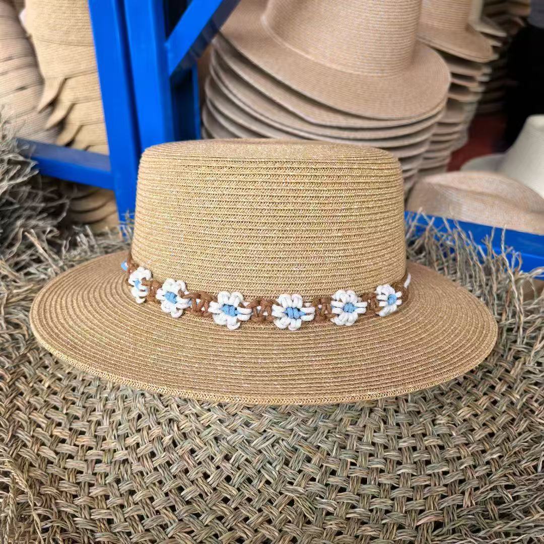 Sommer Strohhut Mit Perlenkette Für Damen Im Hepburn Stil_voghion.com