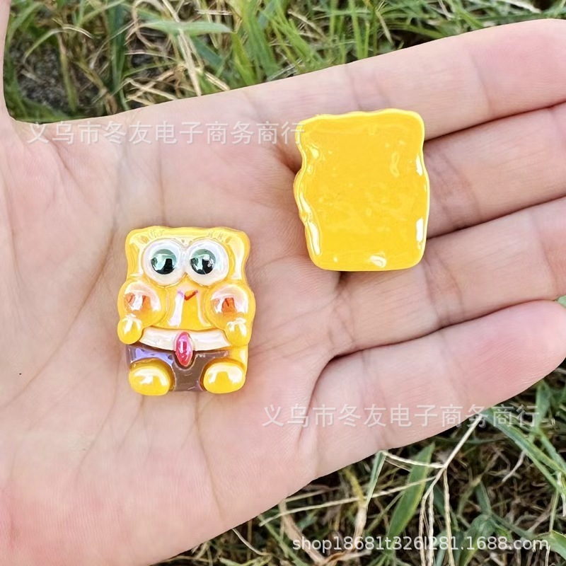 26mm可爱卡通海绵宝宝树脂通孔串珠diy手机链车挂串珠笔饰品配件|undefined