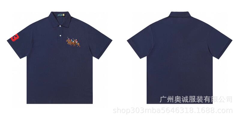 跨境外贸 25ss 拉夫劳伦翻领logo 精棉珠地面料男女款短袖休闲t恤|undefined