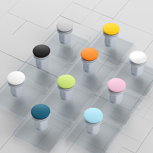 Highla Technology Bathroom Sink Waste Basket Ceramic Spring-Loaded Universal Flush-Style Clog-Proof Odor-Proof Drainage Device