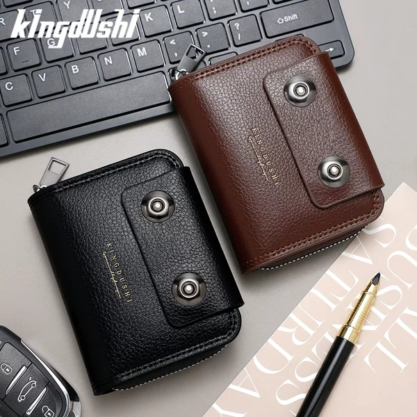 kingdushi Lipple TPU Men's Short Organ Double Buckle Wallet Card Bag Large Capacity Card Bag Casual Card Bag