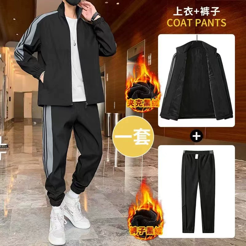 (Cross-border trading), Demi-season fashion trend fleece keep warm couple clothing for beloved, спортивный костюм