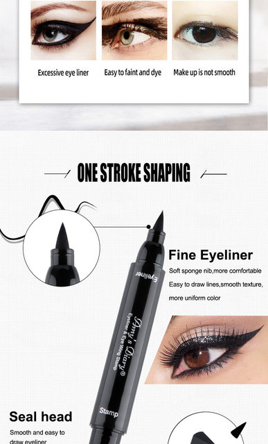 2 In1 Winged Stamp Liquid Eyeliner Pencil Eyes Makeup Waterproof