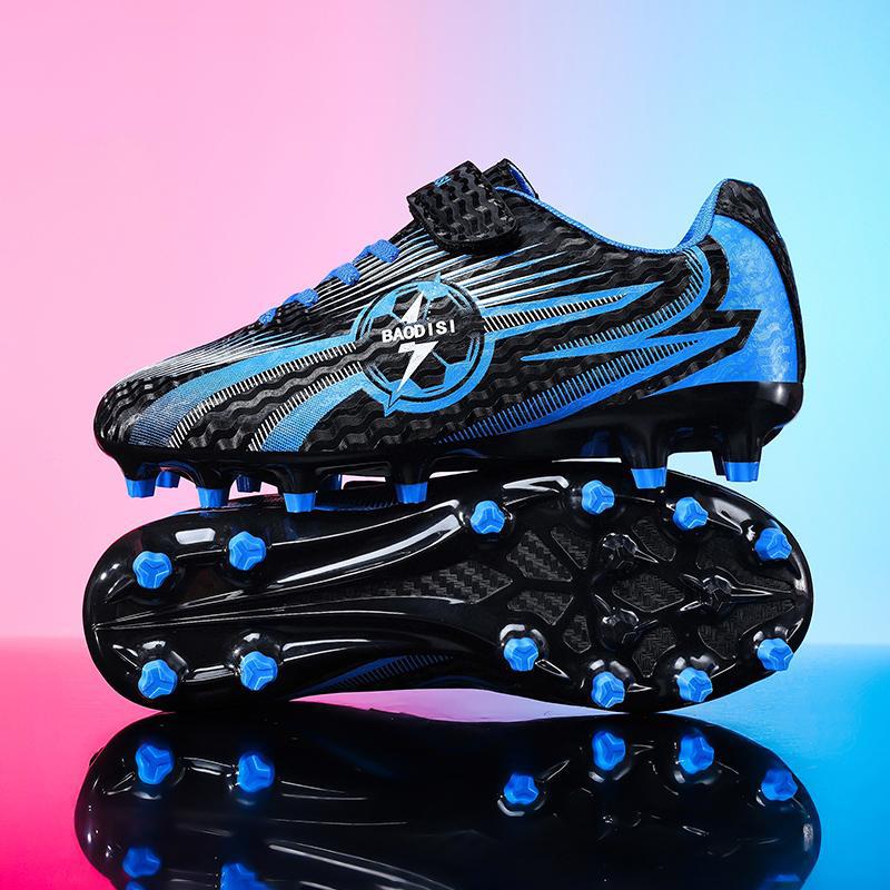 Zapatillas de Fútbol con Tacos para Niños de Cuero Artificial Ligeras con Cierre Adhesivo