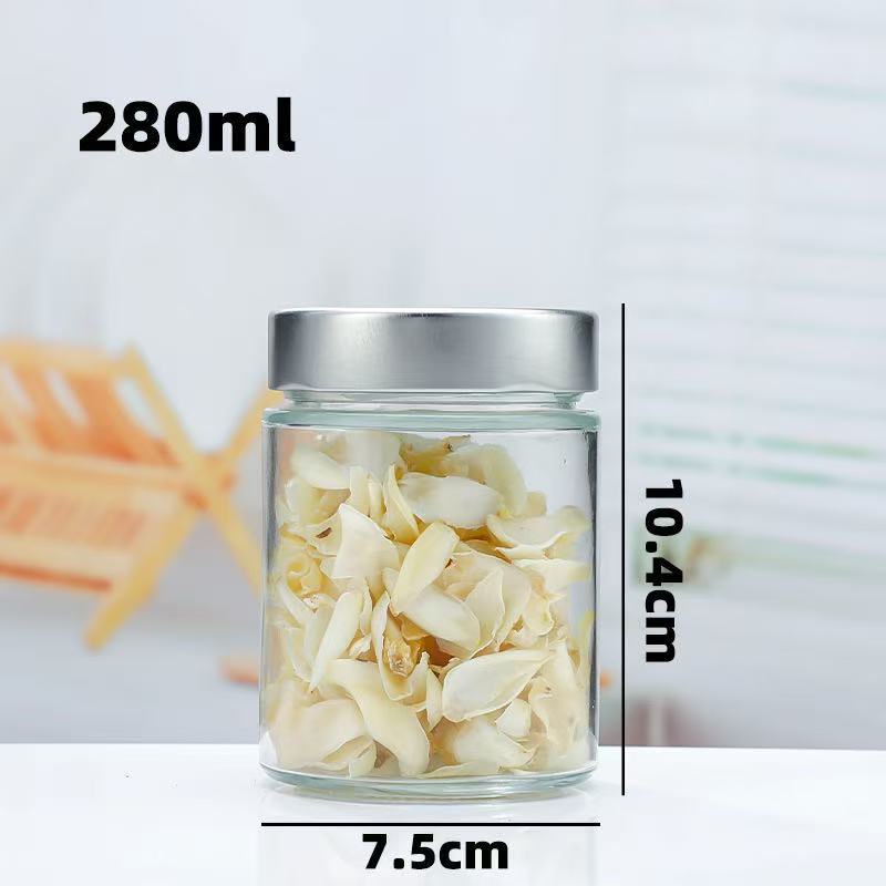 国境を越えた食品グレードの高蓋ラウンドピクルスボトルビーフソース詰め替えボトル缶詰ジャムガラスボトルスポット卸売