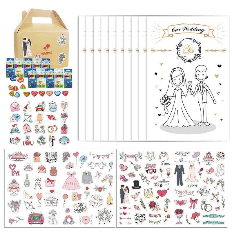 国境を越えたドイツ語の結婚式の塗り絵子供用 DIY 結婚式の活動の塗り絵ペン付き塗り絵ハンドブックセット|undefined