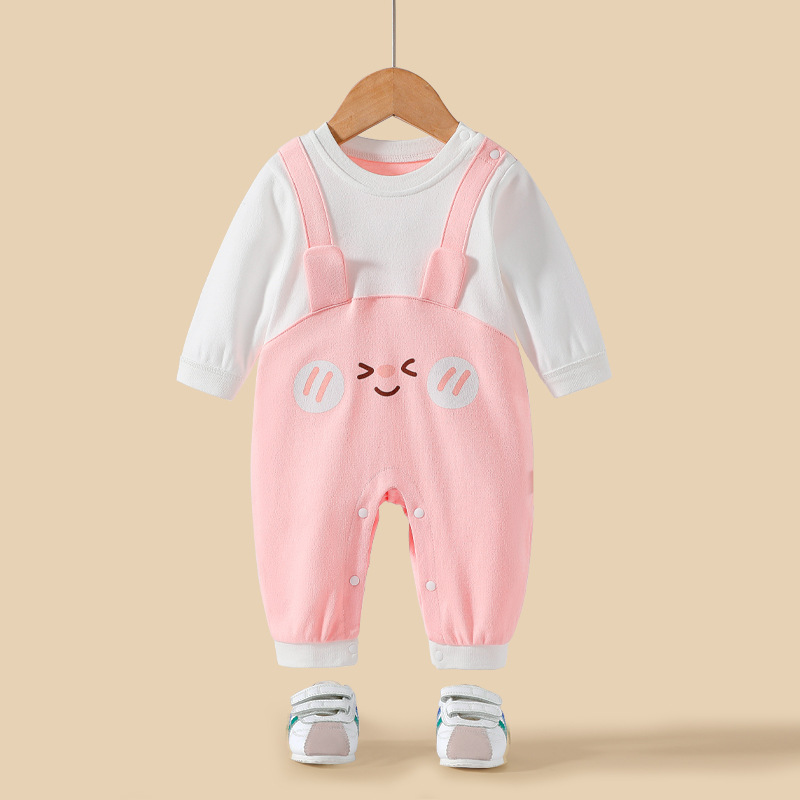 Bebé recién nacido mono puro algodón primavera y otoño hombre y mujer bebé mameluco babero mameluco ropa de luna llena 0-12month