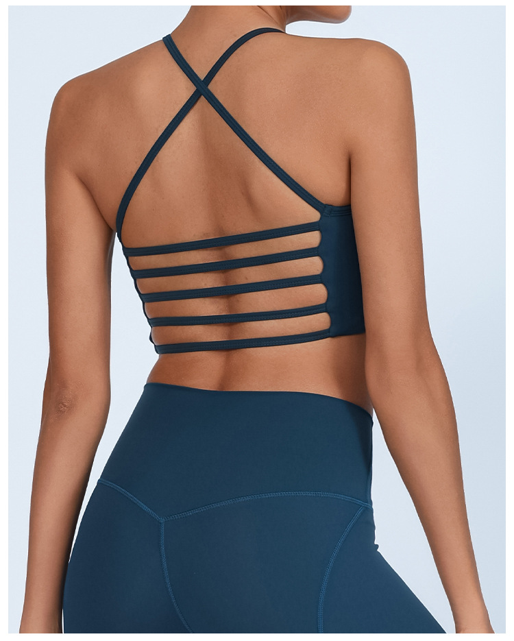 Europa y los Estados Unidos transfronterizos Amazonas ropa de yoga femenina desnuda desmontable cojín de pecho cruzado correa apretada ropa interior deportiva