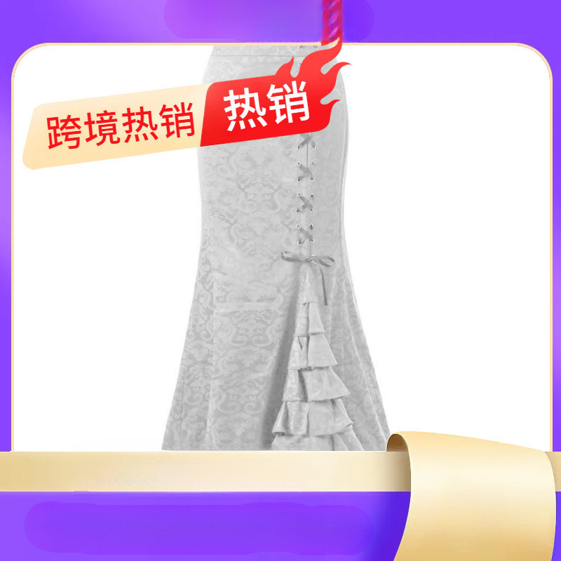 Punk Vintage Jacquard Mermaid Skirt女个性朋克复古提花鱼跨境|undefined