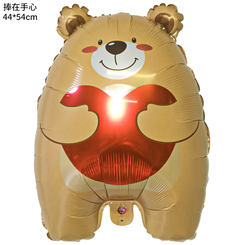 Globo de aluminio con forma de oso de abrazo y corazón, para decoración del Día de San Valentín