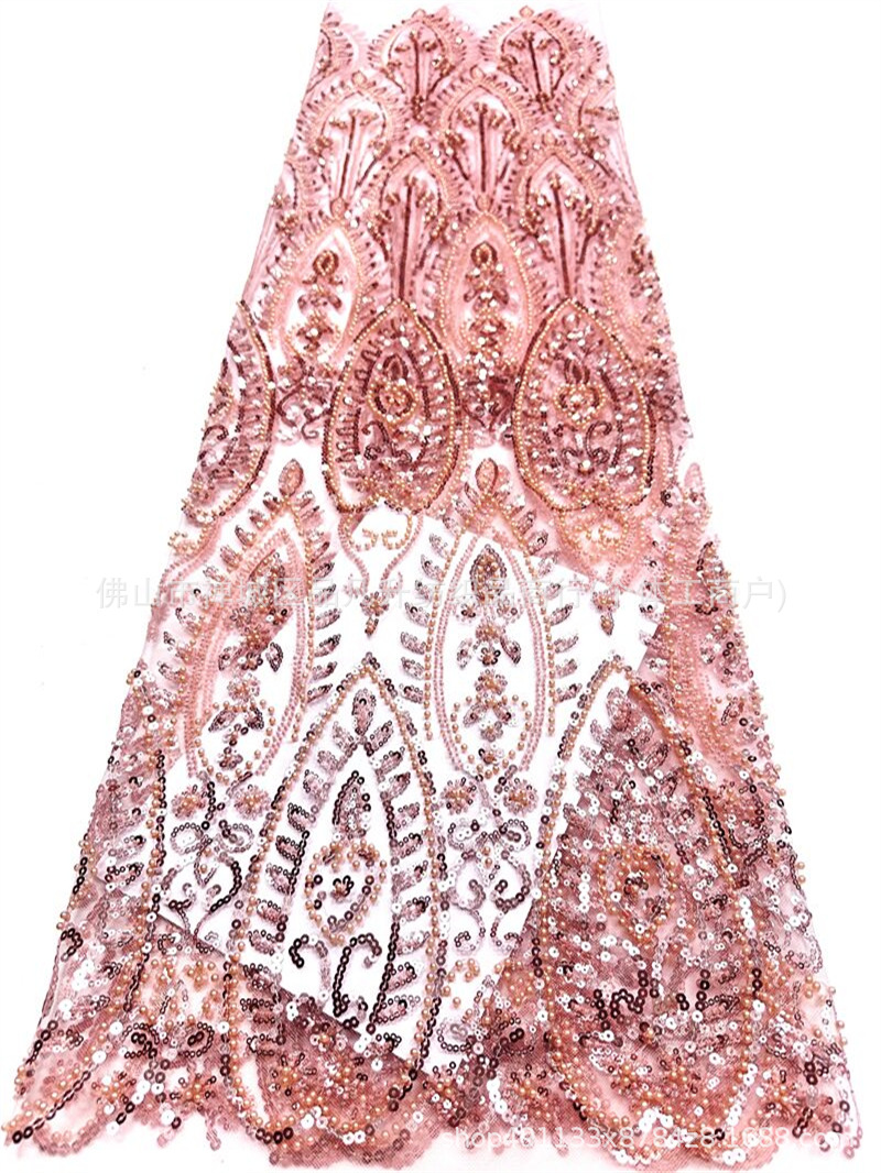 Tejido de boda de importación sequinilla tubo de perlas de bordado de computadora 130 ancho de stock rápido soporte de prueba