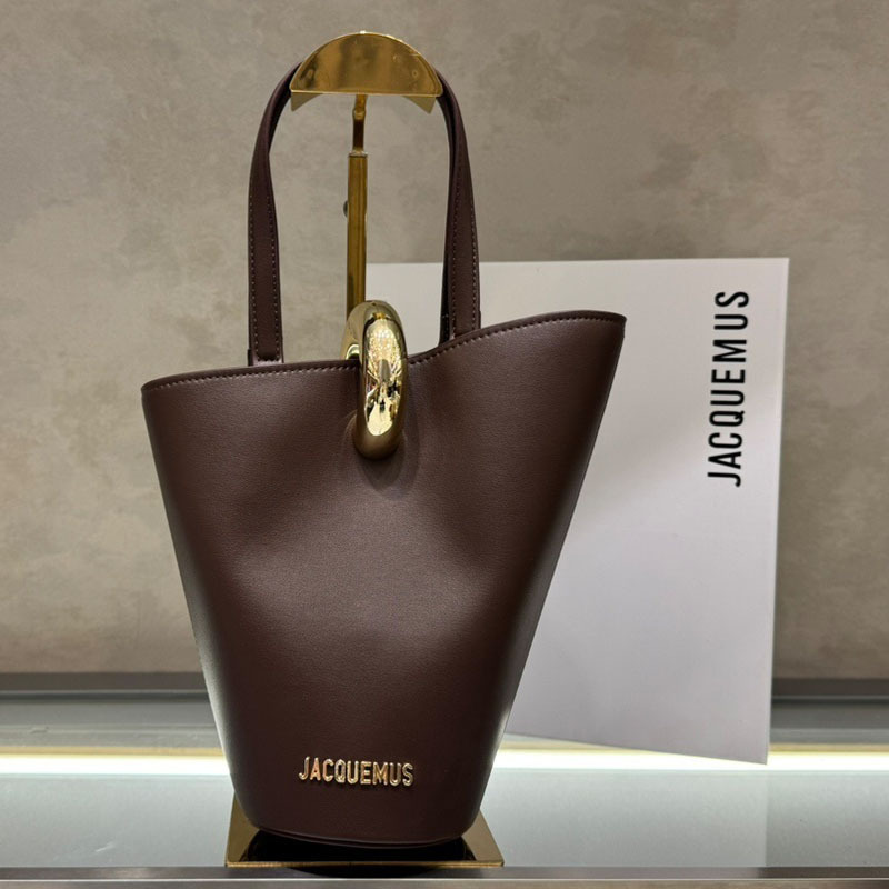 2025 Niche Jacquemus Asymmetrical Women's Bag Genuine Leather Bucket Bag Vegetable Basket Crossbody Handbag Shoulder Bag