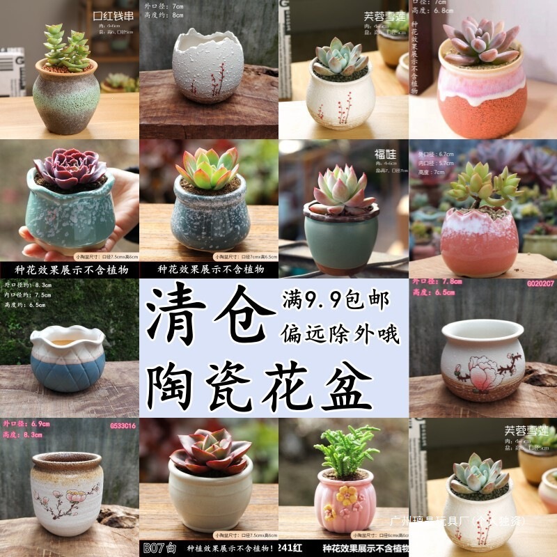Ceramic Succulent Flower Pots Creative Rustic Pottery Hand-Painted Set Thumb-Sized Glazed Kiln-Transformed Small Succulent Planters Ceramic Succulent Flower Pots Creative Rustic Pottery Hand-Painted Set Thumb-Sized Glazed Kiln-Transformed Small Succulent Planters