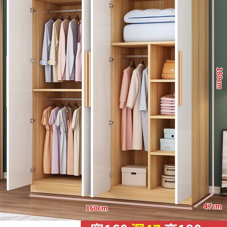 [라이트월넛+화이트] 4도어 모델, 폭 160, 깊이 47, 높이 180