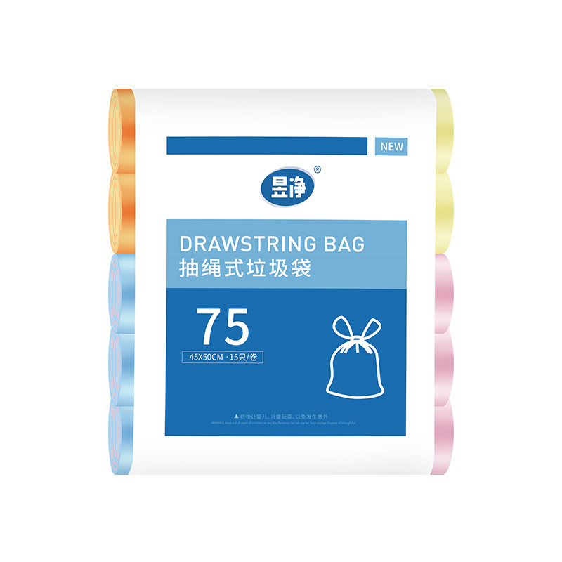家庭用厚手巾着ゴミ袋使い捨てゴミ袋大型黒色キッチン用品用閉じ口プラスチック袋|undefined