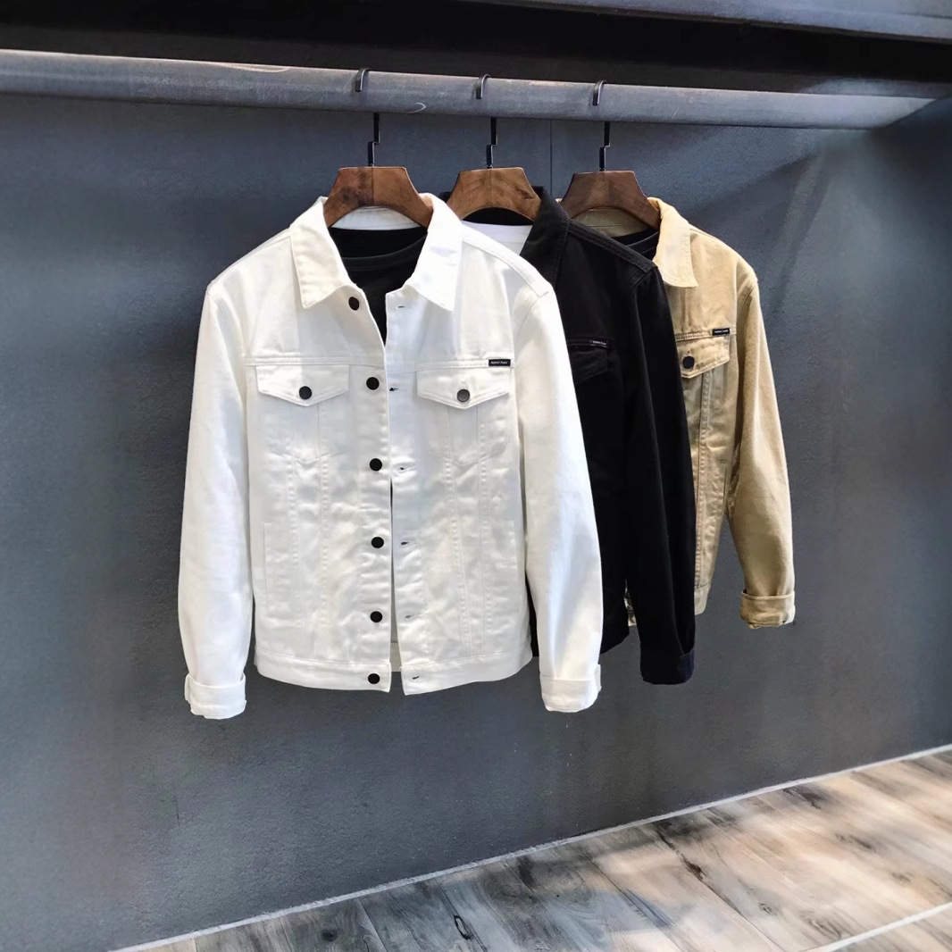 Primavera y otoño casual Chaqueta corta de mezclilla chaqueta de los Hombres estilo coreano moda casual herramientas chaqueta de mezclilla de los hombres