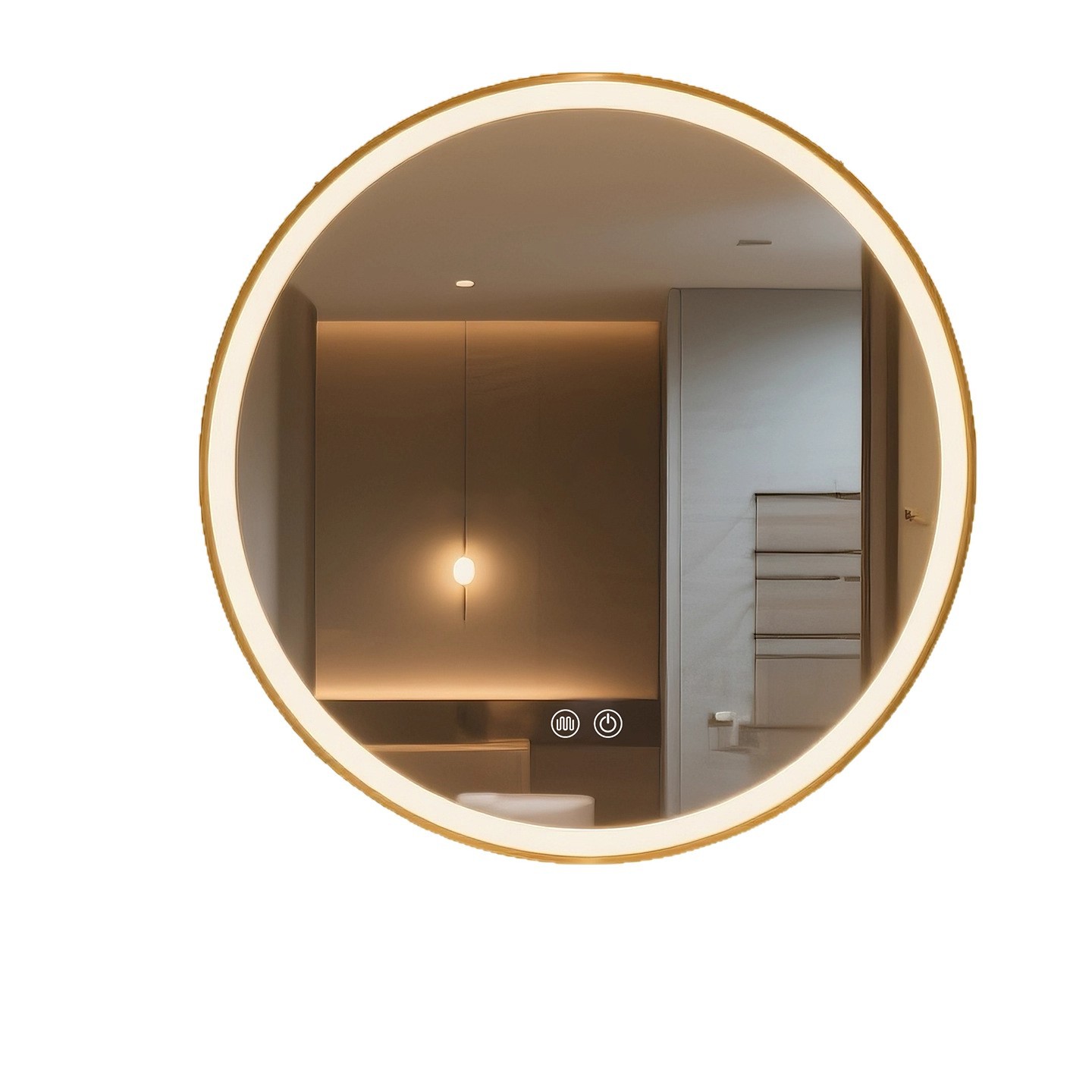 Espejo de baño inteligente Espejo circular Espejo de pantalla táctil Espejo luminoso Espejo de maquillaje montado en la pared Espejo de maquillaje anti-fog