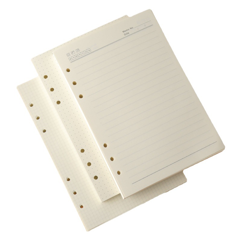 A4a5a6 cuaderno página interior Papel cuadrado Libro en blanco de 6 agujeros Recarga de hojas sueltas de papel de línea horizontal Connell de 9 hoyos