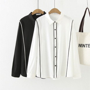 Plus size women's long-sleeved shirt fat m autumn 2022 new Korean style OL commuter color layering bottoming shirt