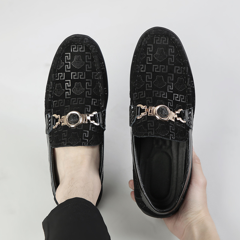 Nuevos zapatos de cuero de gamuza estampados de moda de cuero bajo de los hombres de tods zapatos de una sola capa europeos zapatos de los hombres suaves