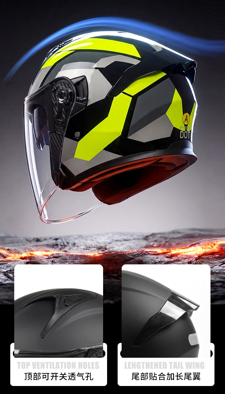 AD electric motorcycle helmet for men and women, suitable for all seasons, 3C certified, three-quarter half helmet for scooters and motorcycles