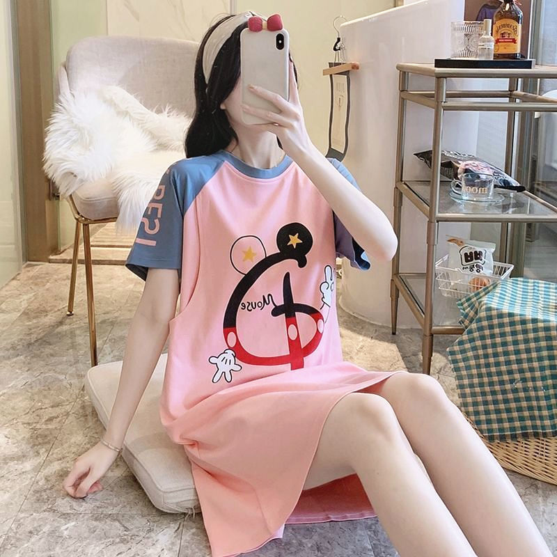 マタニティドレス授乳通気性夏半袖パジャマ授乳ネグリジェ吸汗性産後服産後薄い夏|undefined