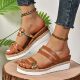 2024 New Foreign Trade plus size Women's Sandals and Slippers Summer European and American All-match Wedge Heel Roman Shoes Women's Thick Bottom Loose Shoes