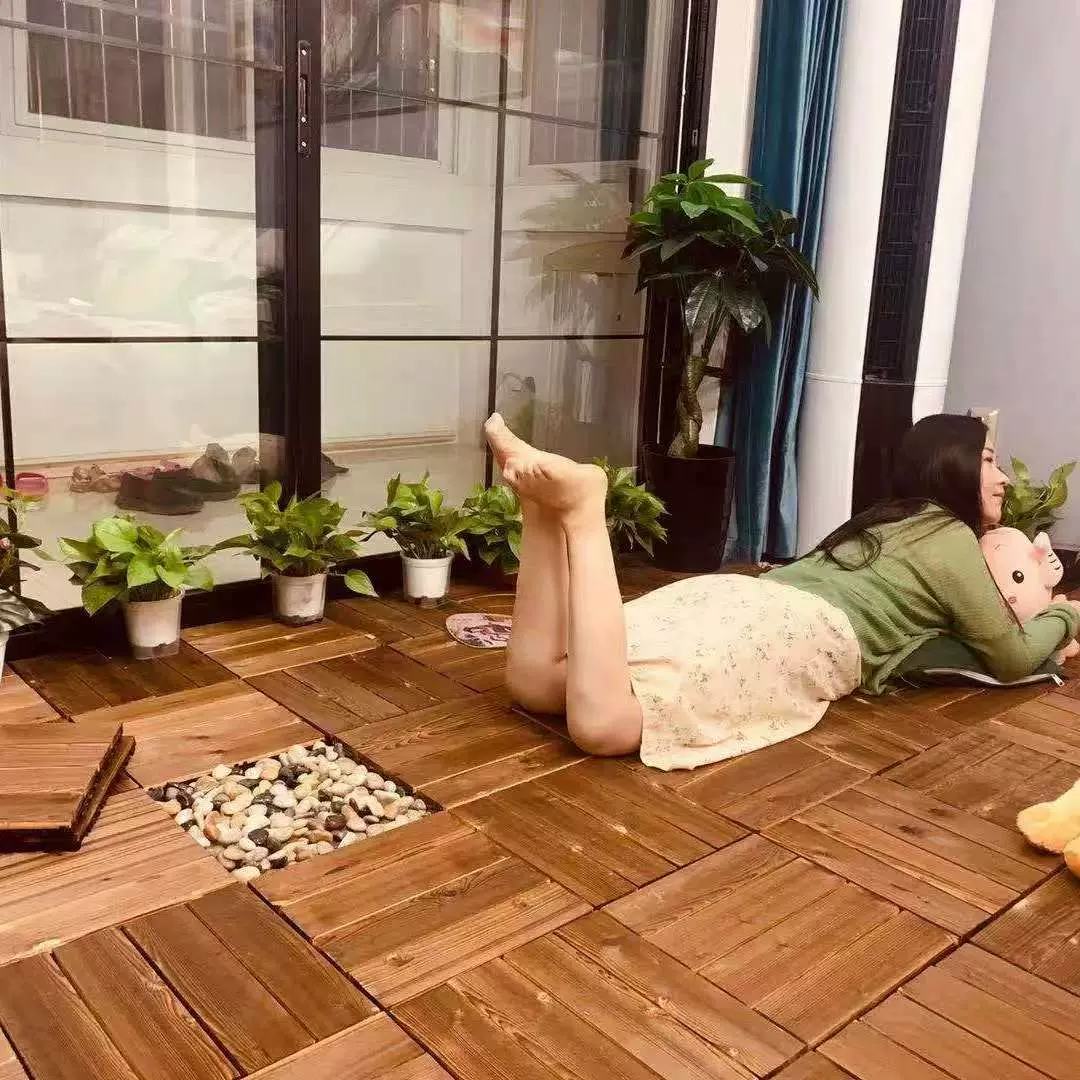 室外防腐木地板脚踏自铺阳台改造拼接防腐木露台自己庭院铺设