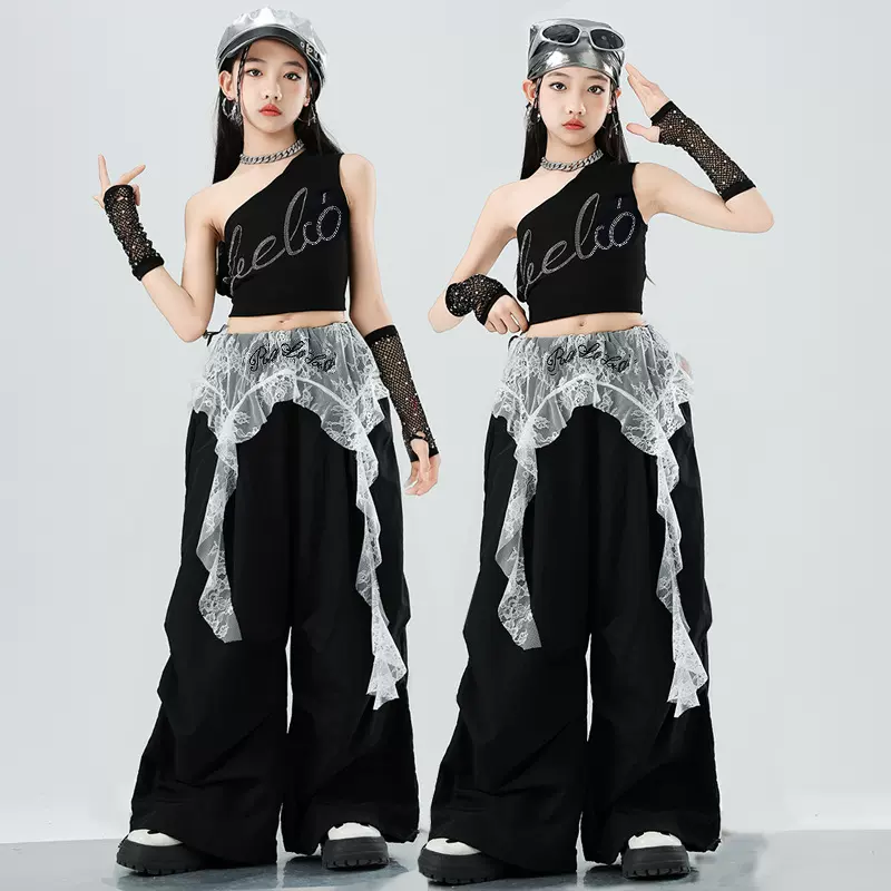 儿爵士舞女童服装夏季儿童舞蹈练功服女孩工装裤街舞服装表演服