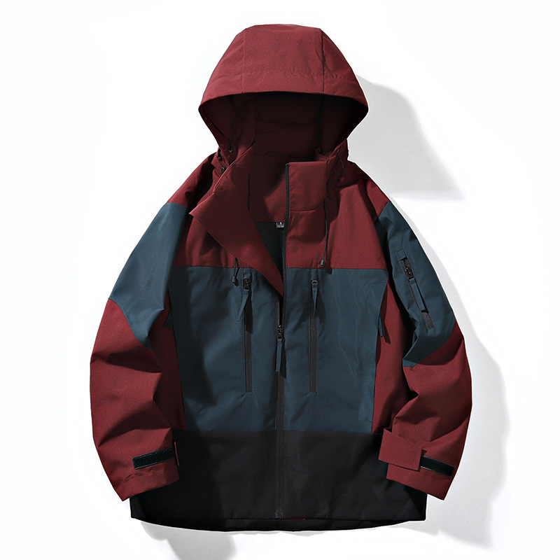Capa de asalto pareja primavera nuevo estilo americano retro color a prueba de viento abrigo con capuchón relajado casual