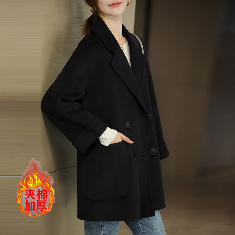 Black plus cotton thickened solid color (tea break/small fragrance style/layered…
