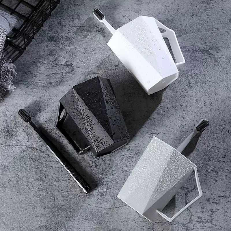 菱形漱口杯带手柄刷牙洗漱杯子情侣牙刷杯ins风高级多边形洗漱杯