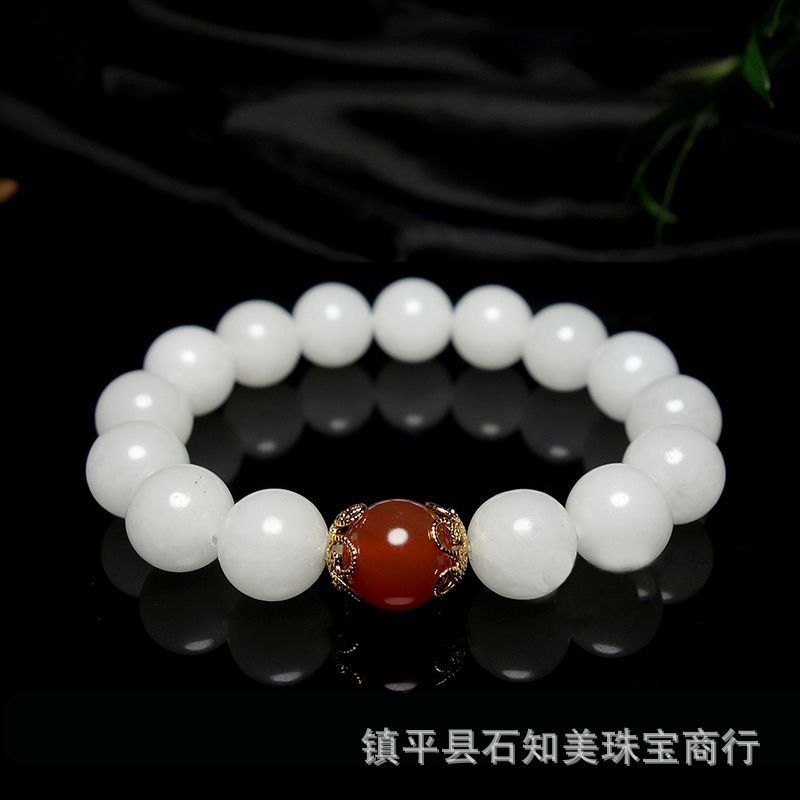 新疆と和田羊脂白玉金糸玉のブレスレットの男女の玉の手の卸売りを生放送します。|undefined