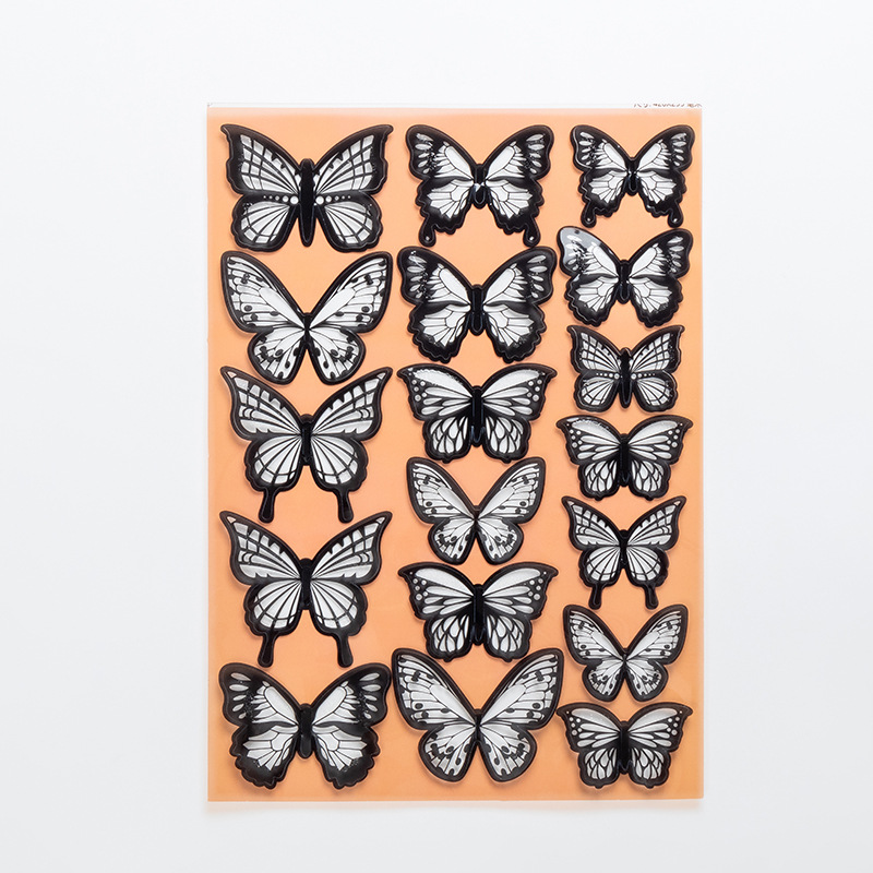 3D simulación tridimensional mariposa hogar creativo sala de estar fondo pegatinas de decoración de pared pvc blanco y negro mariposa pegatinas de pared briy